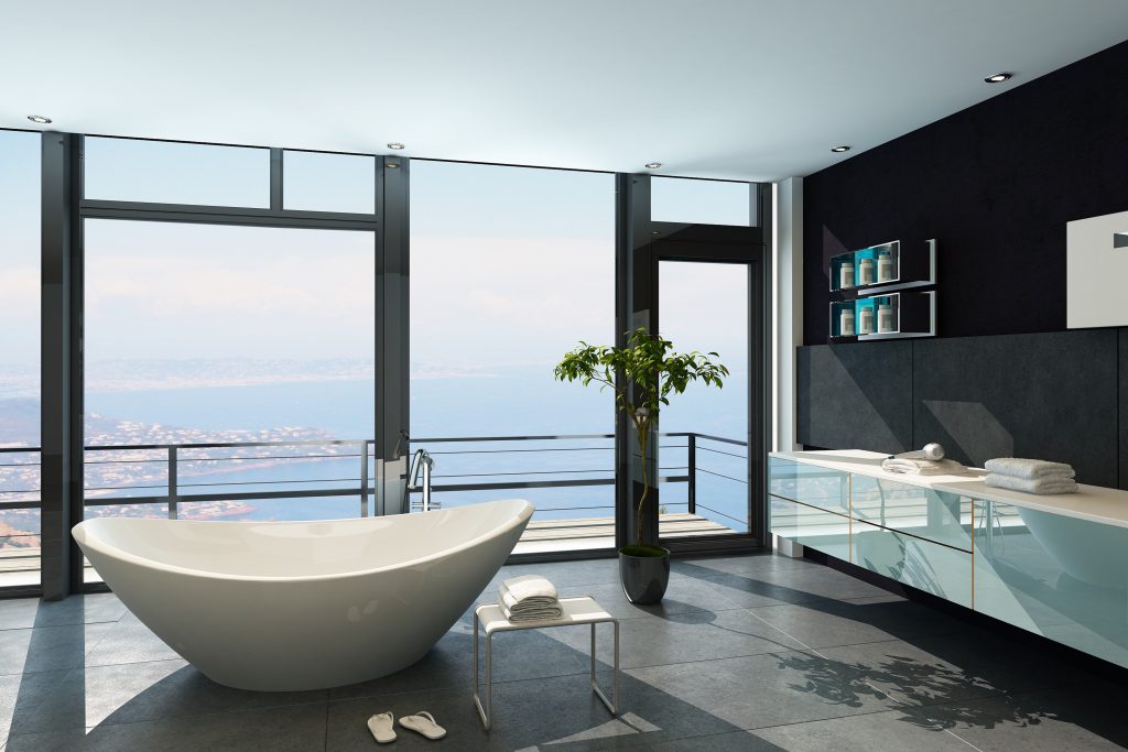 bathroom, relaxing,view, new, modern, clean, comfort, bathtub